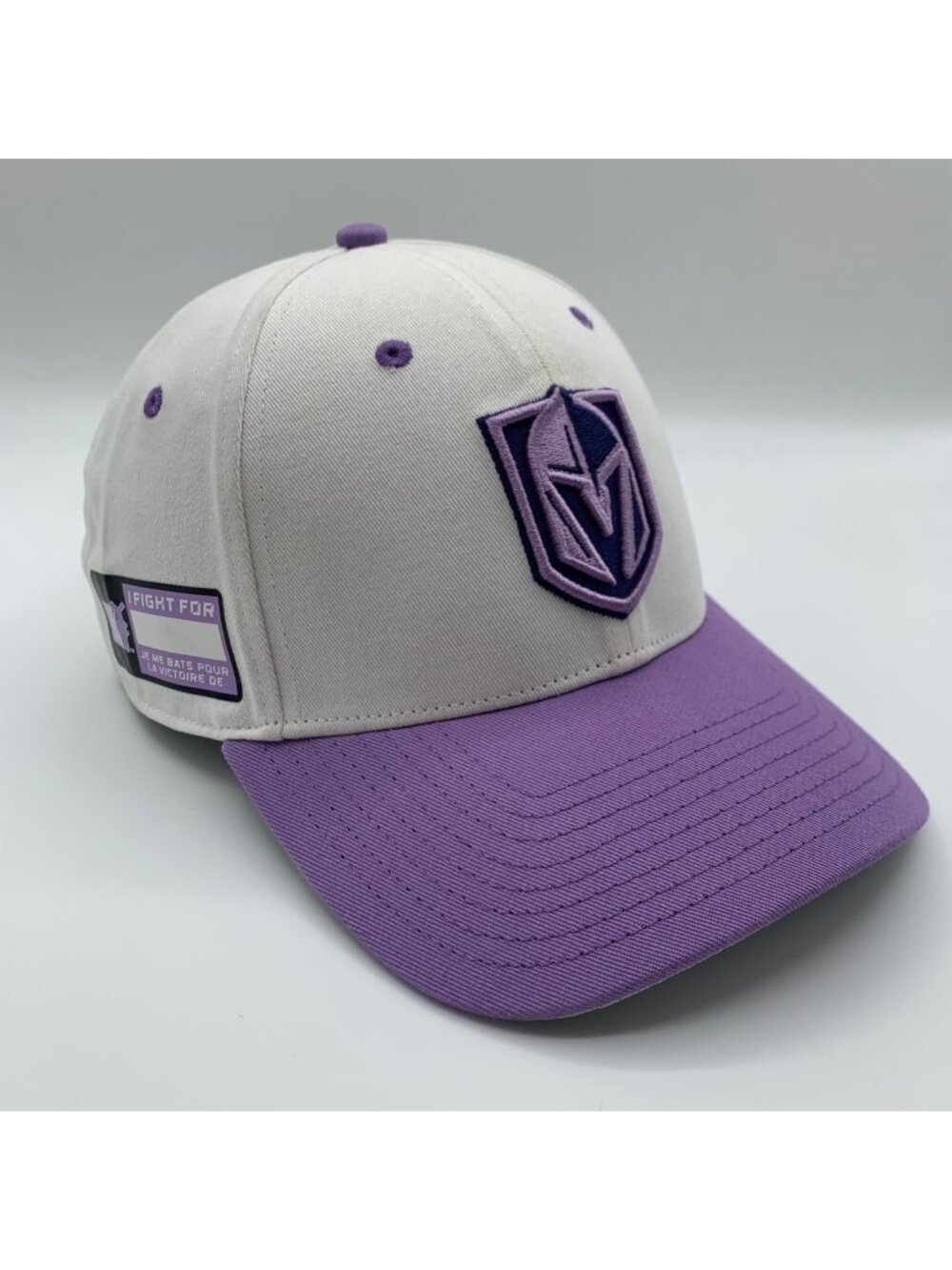 Vegas Golden Knights NHL White Purple Fanatics Hockey Fights Cancer Snapback Hat